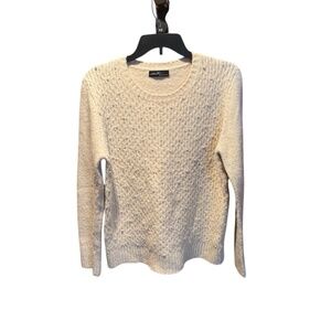 On Twelfth Crewneck Sweater with Pearl Accents in Cream Large